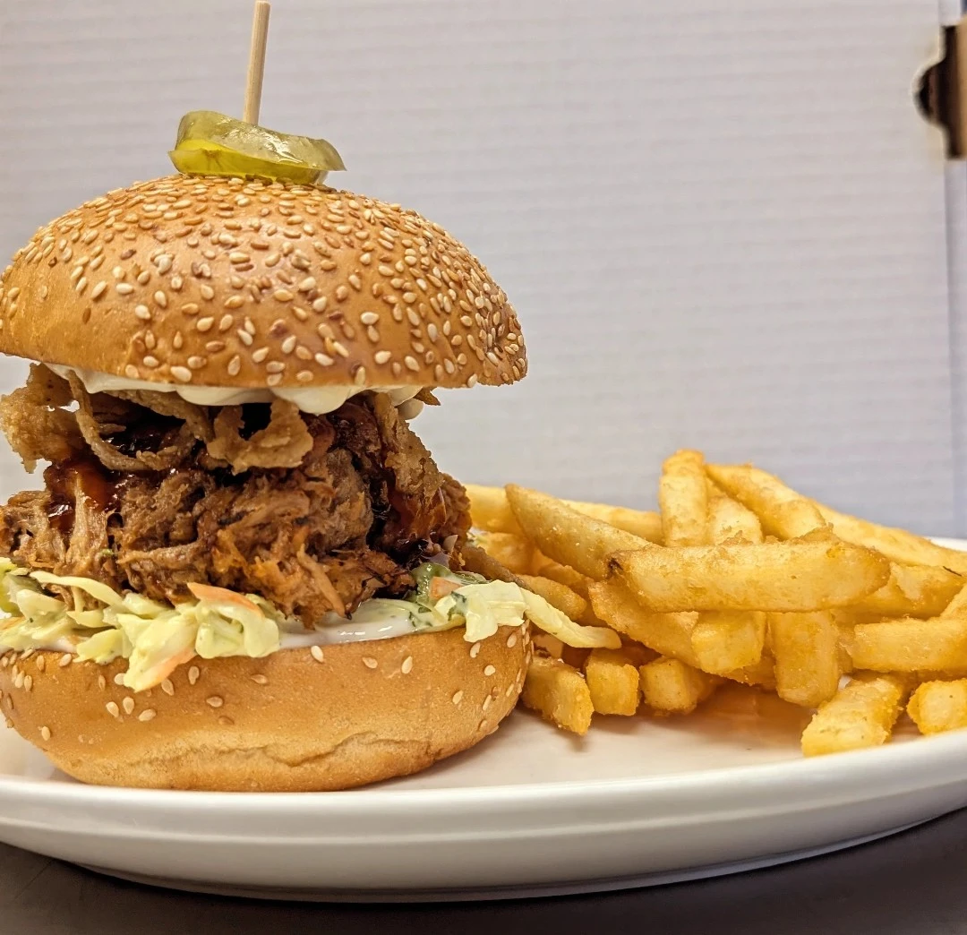 Delicious Pulled Pork Burger at Western Barcode in Edmonton, AB